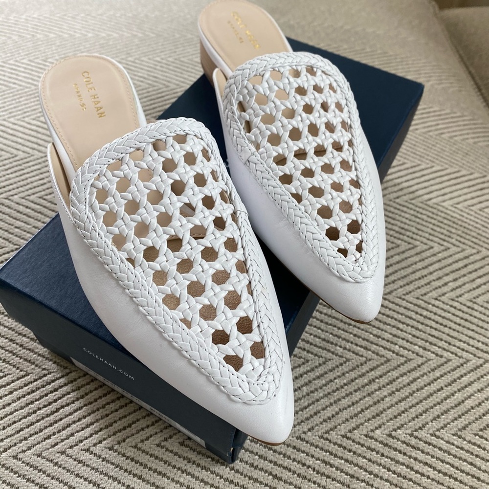 Cole Haan white mules
